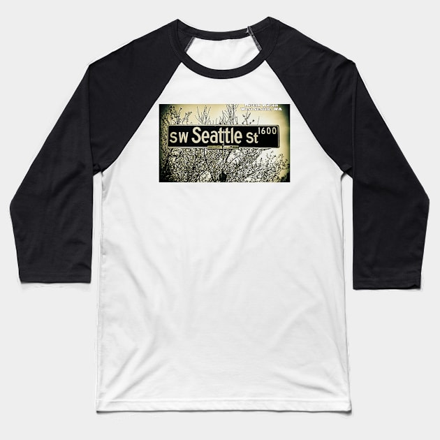 Southwest Seattle Street, West Seattle, Washington by Mistah Wilson Baseball T-Shirt by MistahWilson
